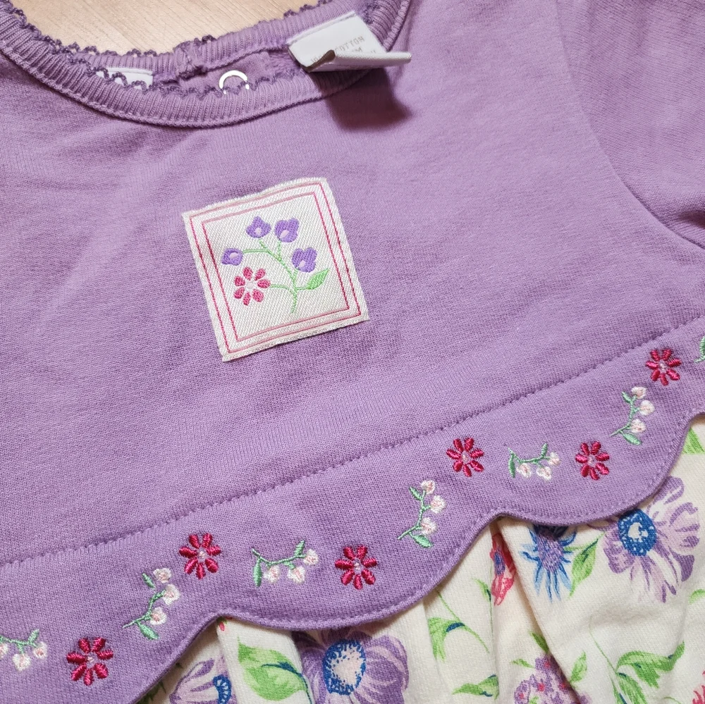 Vintage Cherokee One Piece Romper Size 6/9 Months‎ 100% Cotton Purple Floral NWT
